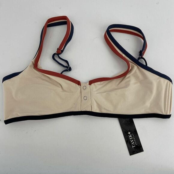 Tavik Marlowe Womens Tapioca Tan New colorblock swim bikini crop top Large - Picture 2 of 13